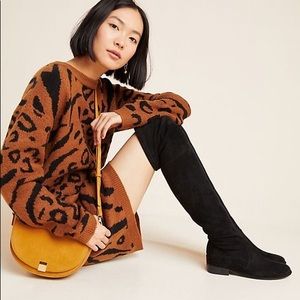 Silent D Leer Anthropologie boots suede black flat over the knee 8/38 worn once